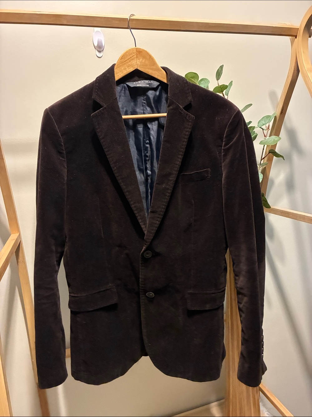 Zara Men's Dark Brown Velour Sport Coat